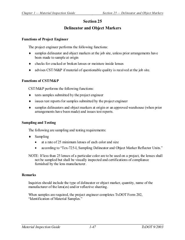 Material inspection guide