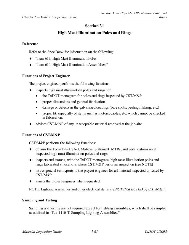Material inspection guide