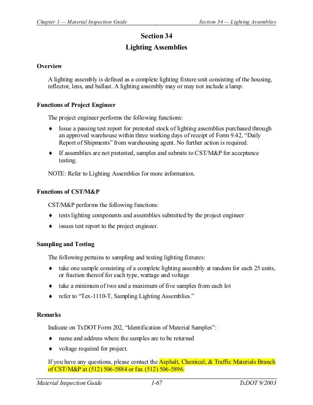Material inspection guide