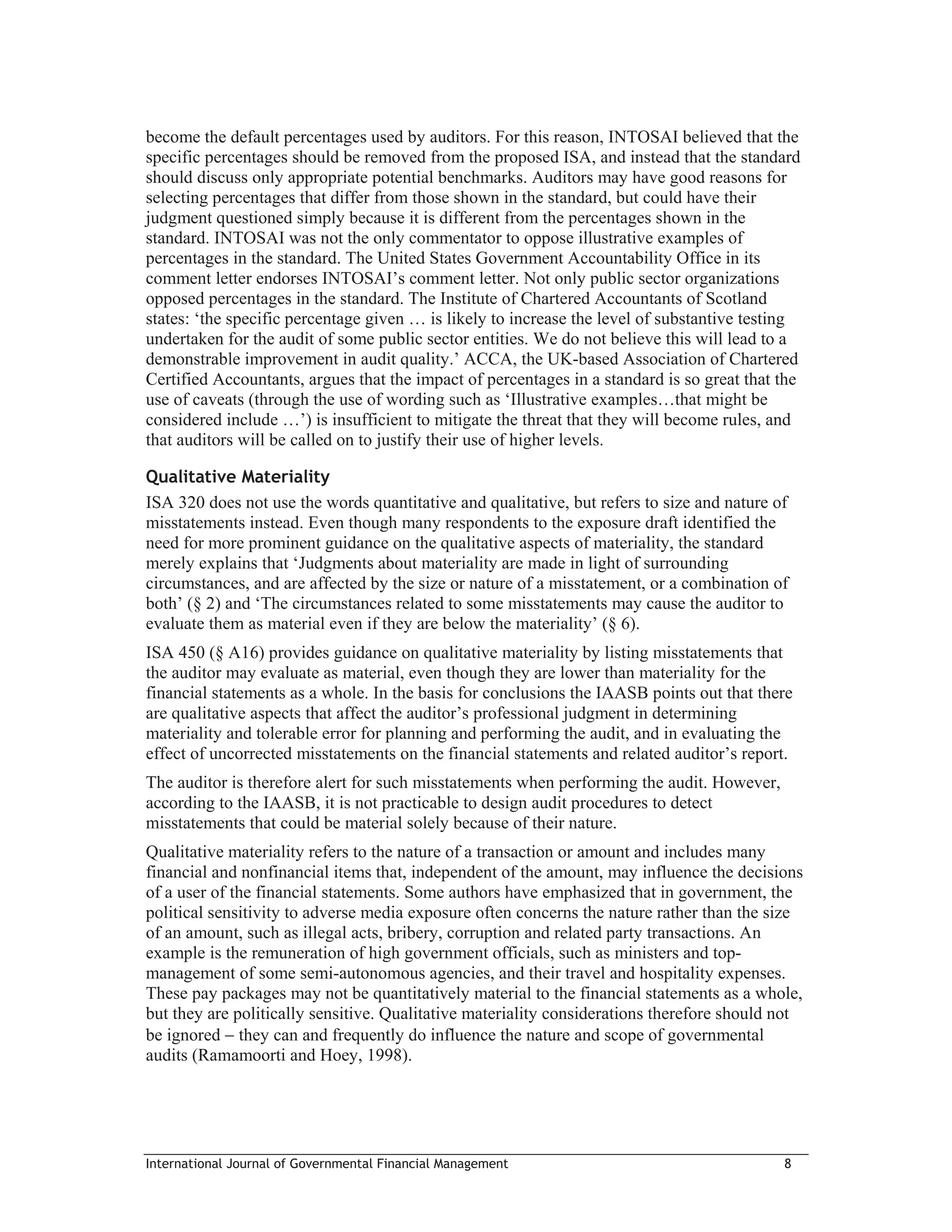 Materiality in government auditing | PDF