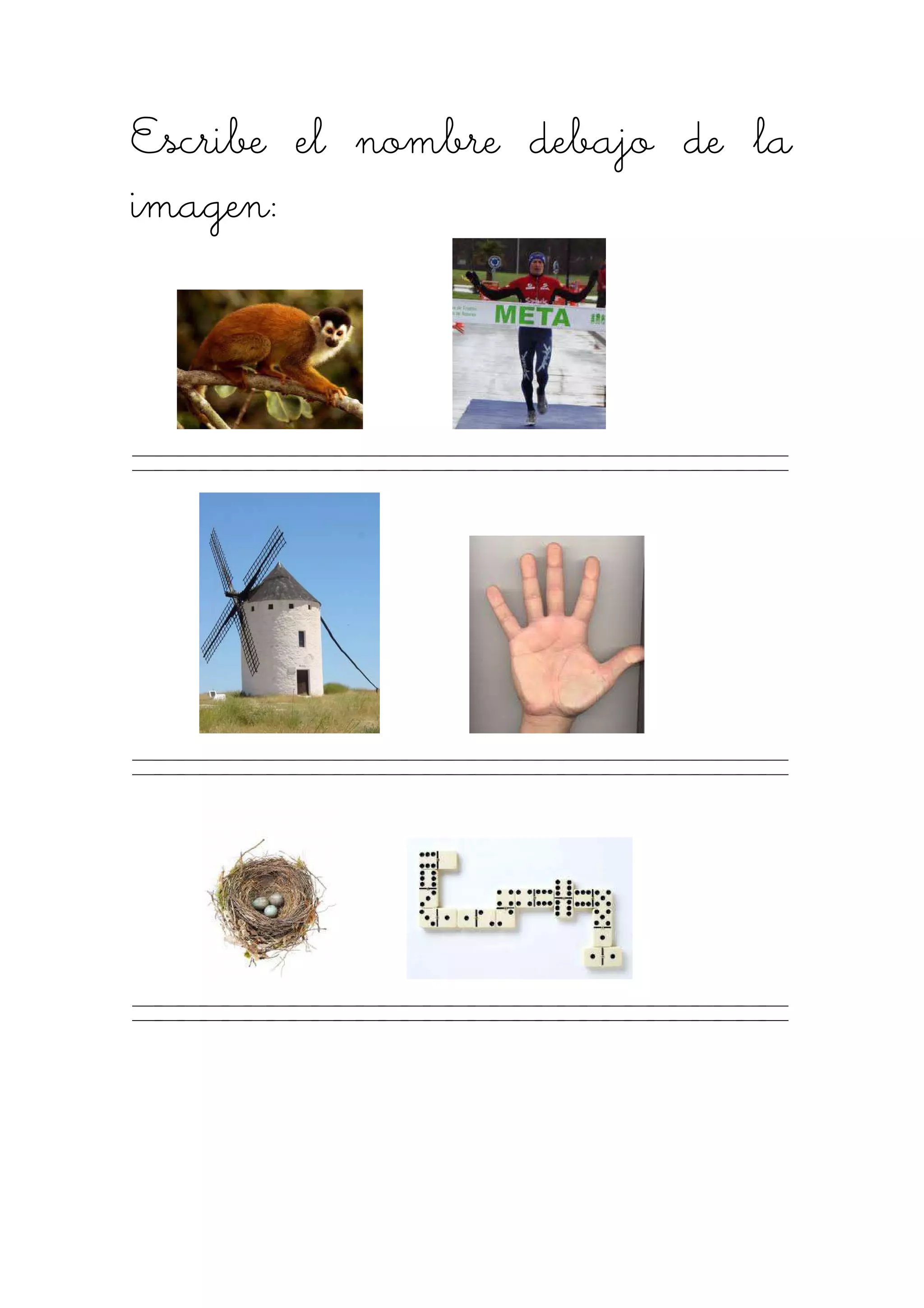 Escribe el nombre debajo de laEscribe el nombre debajo de laEscribe el nombre debajo de laEscribe el nombre debajo de la
imagen:imagen:imagen:imagen:
 