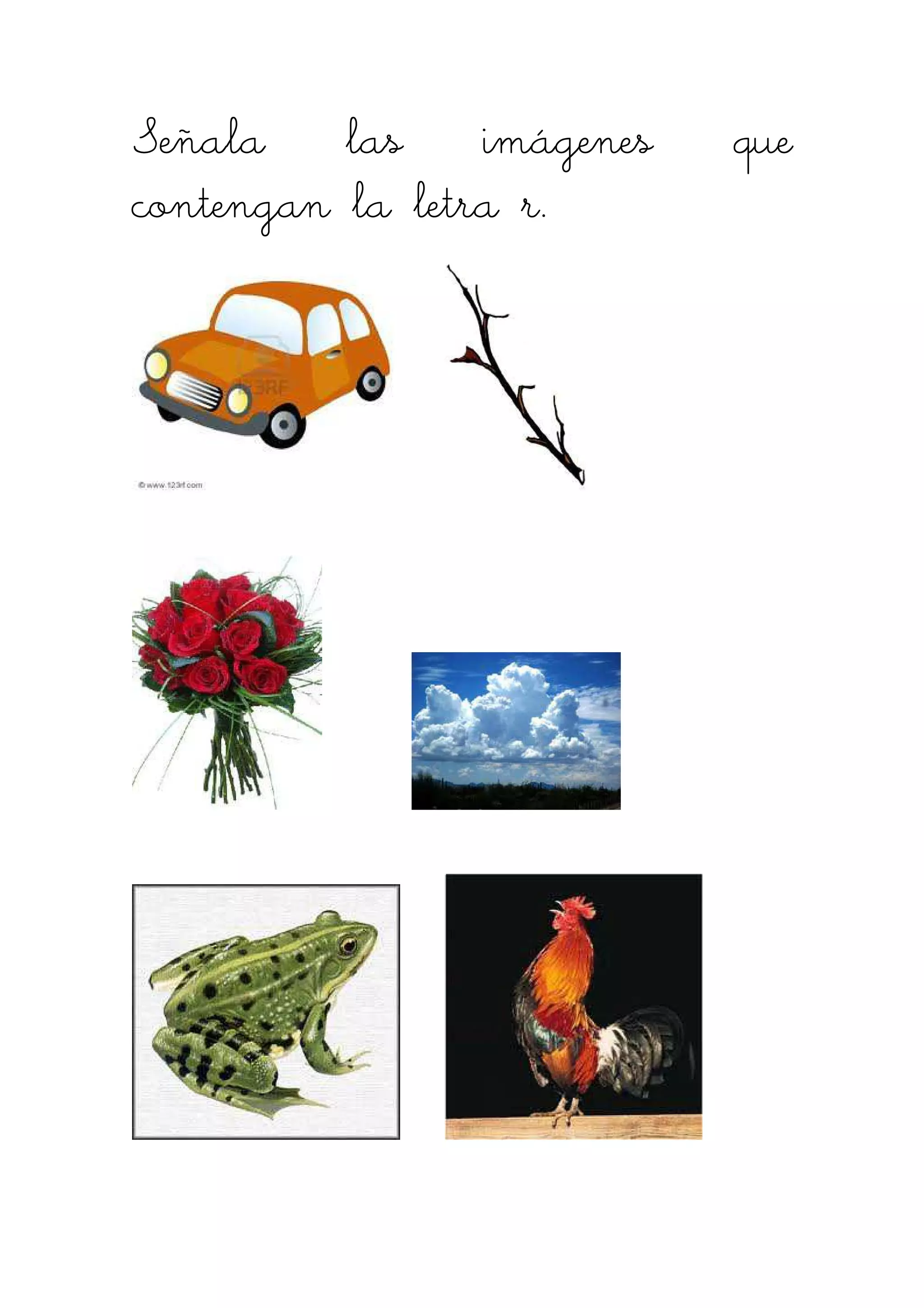 Señala las iSeñala las iSeñala las iSeñala las imágenes quemágenes quemágenes quemágenes que
contengan la letra rcontengan la letra rcontengan la letra rcontengan la letra r....
 