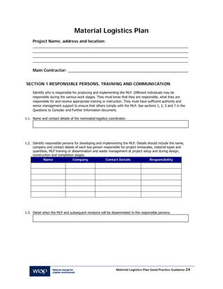Material logistic plan | PDF