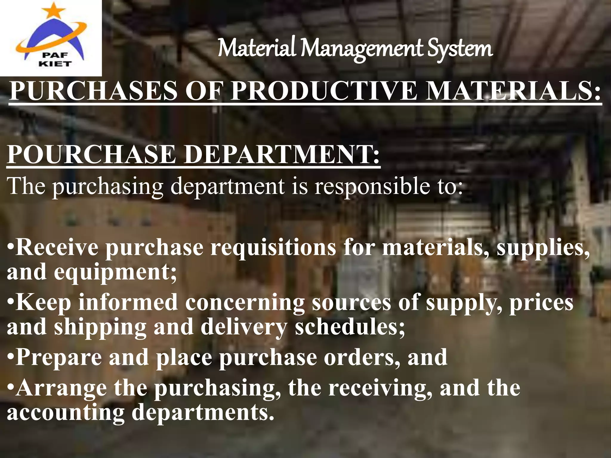 Material management control power point presentation | PPT