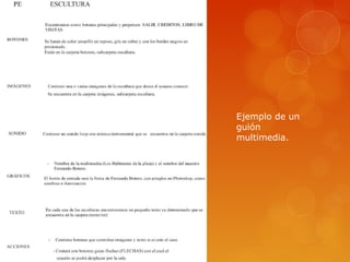 Ejemplo de un
guión
multimedia.
 