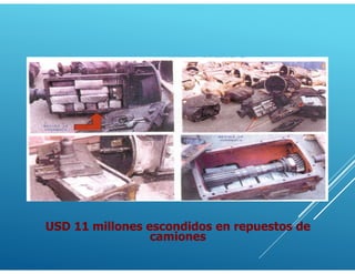 USD 11 millones escondidos en repuestos de
camiones
 
