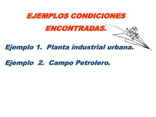 EJEMPLOS CONDICIONES
           ENCONTRADAS.

Ejemplo 1. Planta industrial urbana.

Ejemplo 2. Campo Petrolero.
 