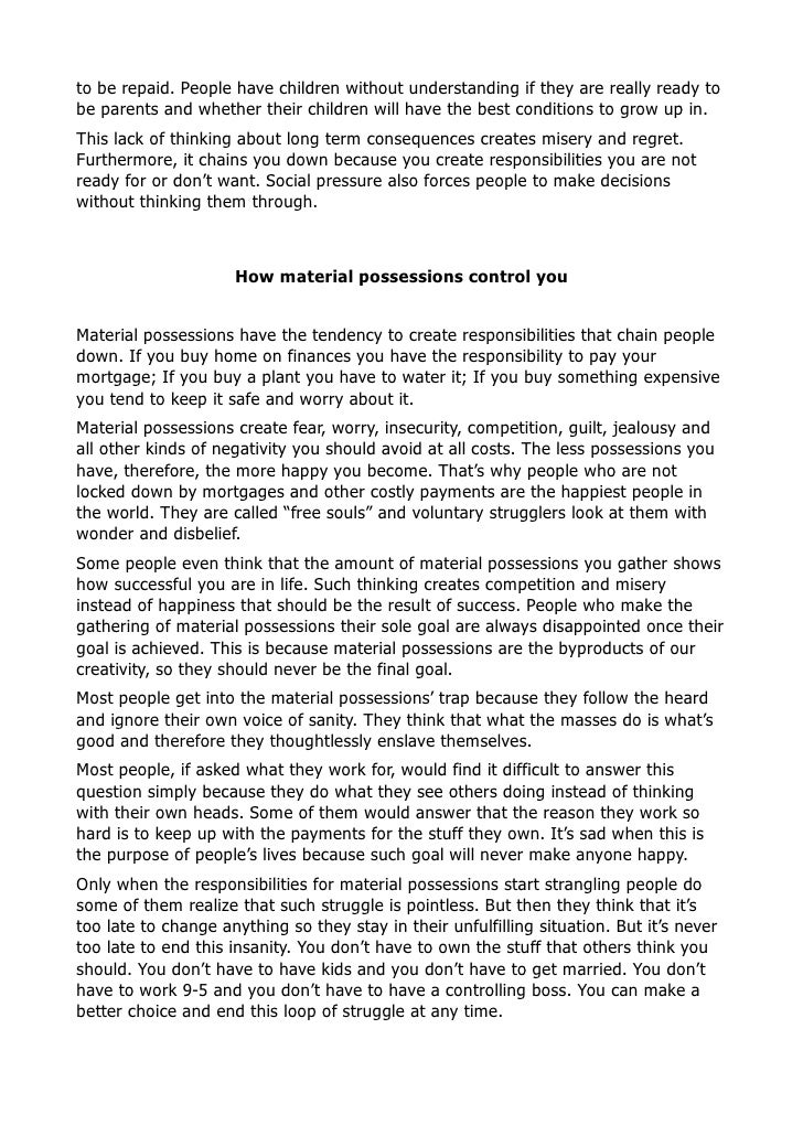 Material possessions