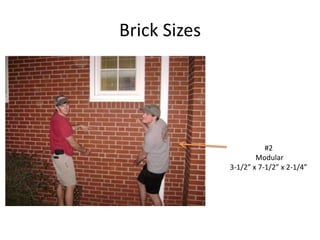 Brick Sizes                   #2              Modular3-1/2” x 7-1/2” x 2-1/4”