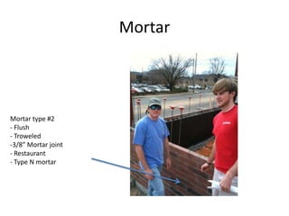 MortarMortar type #2- Flush- Troweled3/8” Mortar joint