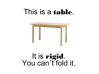 This is a table.
It is rigid.
You can´t fold it.