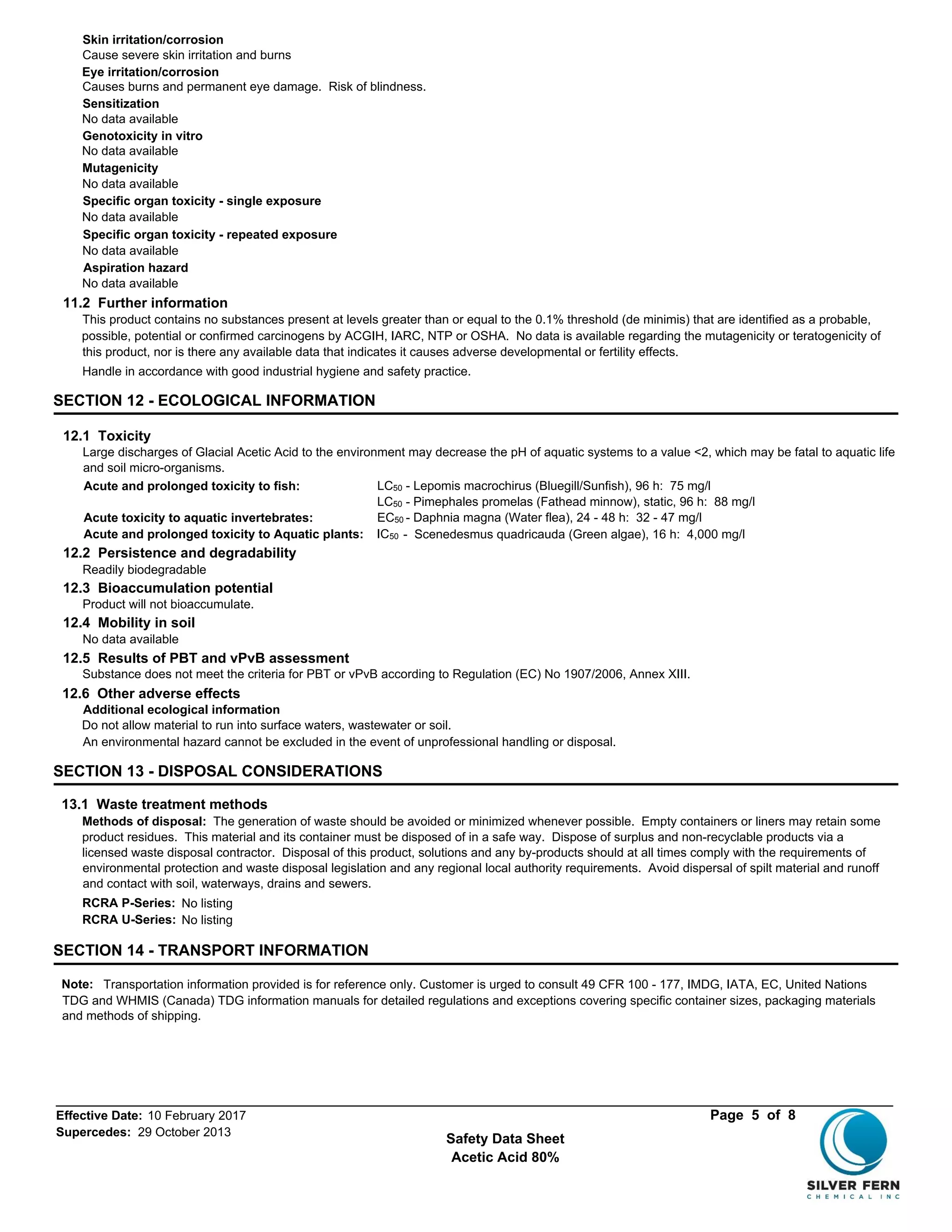 Material Safety Data Sheet ACETIC ACID - Acetic Acid 80% | PDF