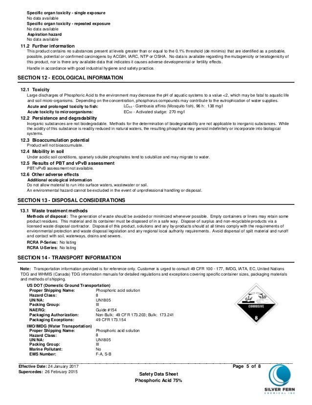 Material Safety Data Sheet Phosphoric Acid Phosphoric Acid 75