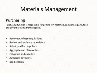 Materials and inventory management | PPTX