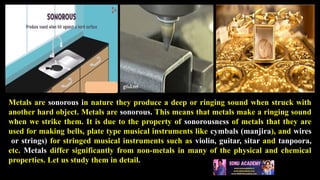 Sonorous Instruments Materials: Metals and Non-Metals X- chapter3 PPT | PPTX