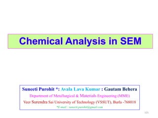 Suneeti Purohit *: Avala Lava Kumar : Gautam Behera
Department of Metallurgical & Materials Engineering (MME)
Veer Surendra Sai University of Technology (VSSUT), Burla -768018
*E-mail : suneeti.purohit@gmail.com
125
 