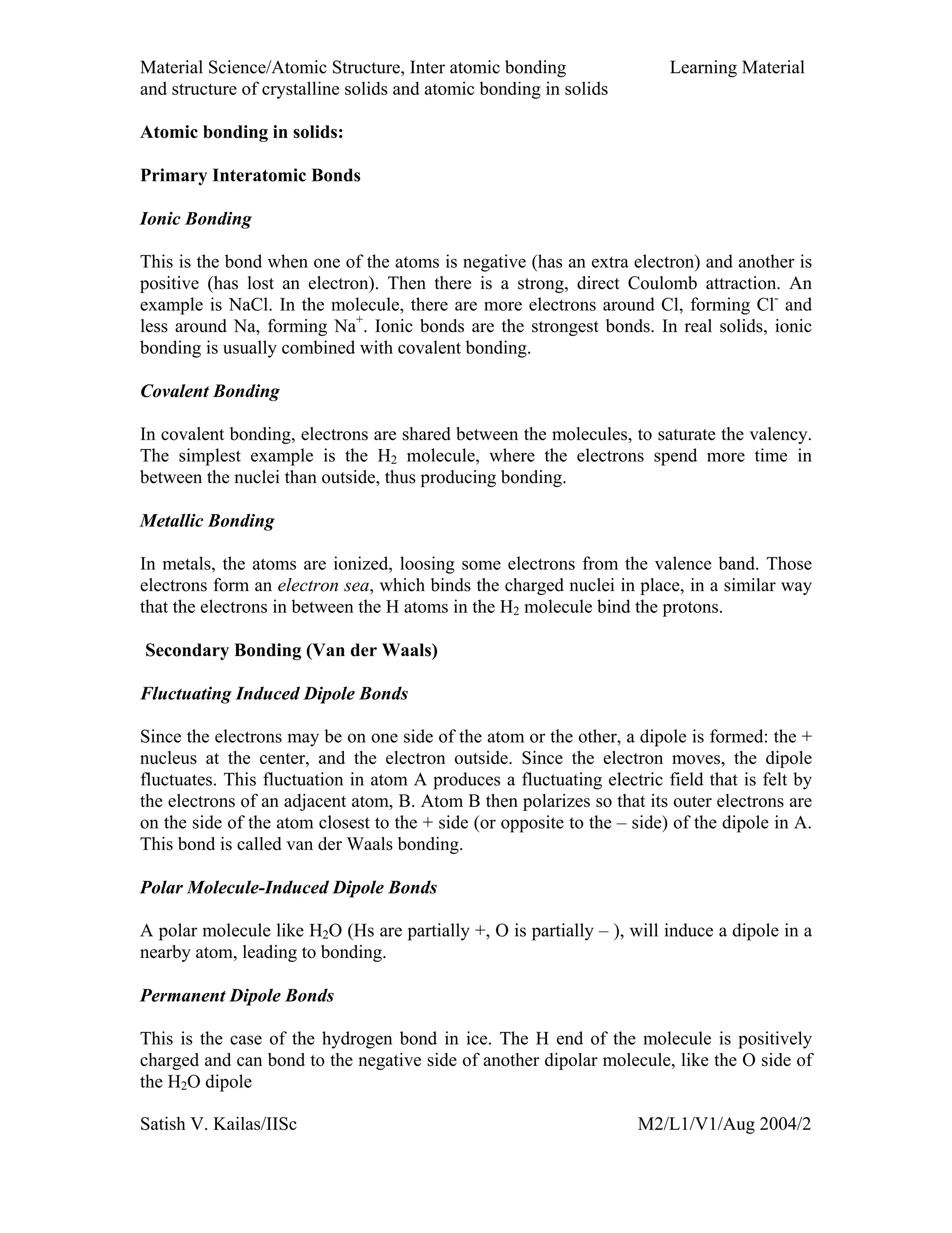 Material science notes | PDF | Chemistry | Science