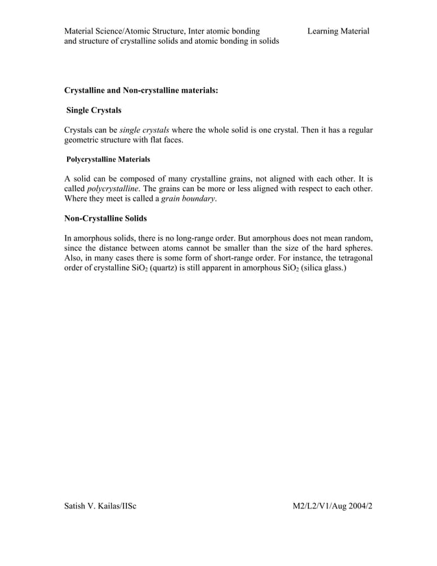 Material science notes | PDF | Chemistry | Science