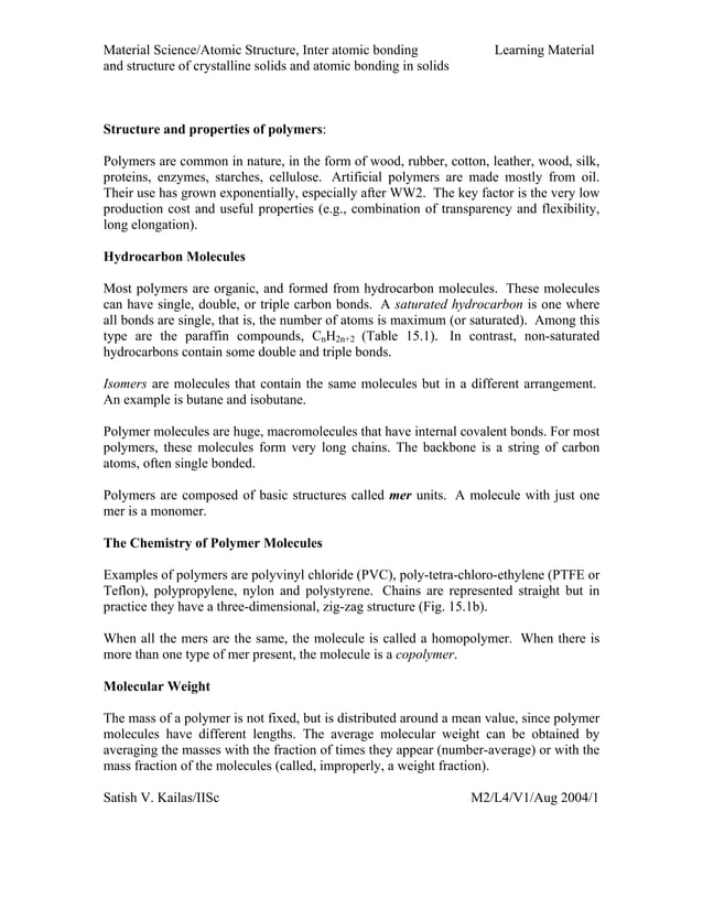 Material science notes | PDF | Chemistry | Science