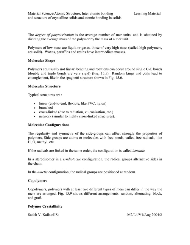 Material science notes | PDF | Chemistry | Science
