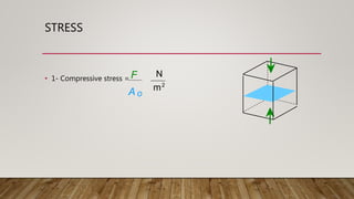 STRESS
• 1- Compressive stress = F
A o
2
m
N
 