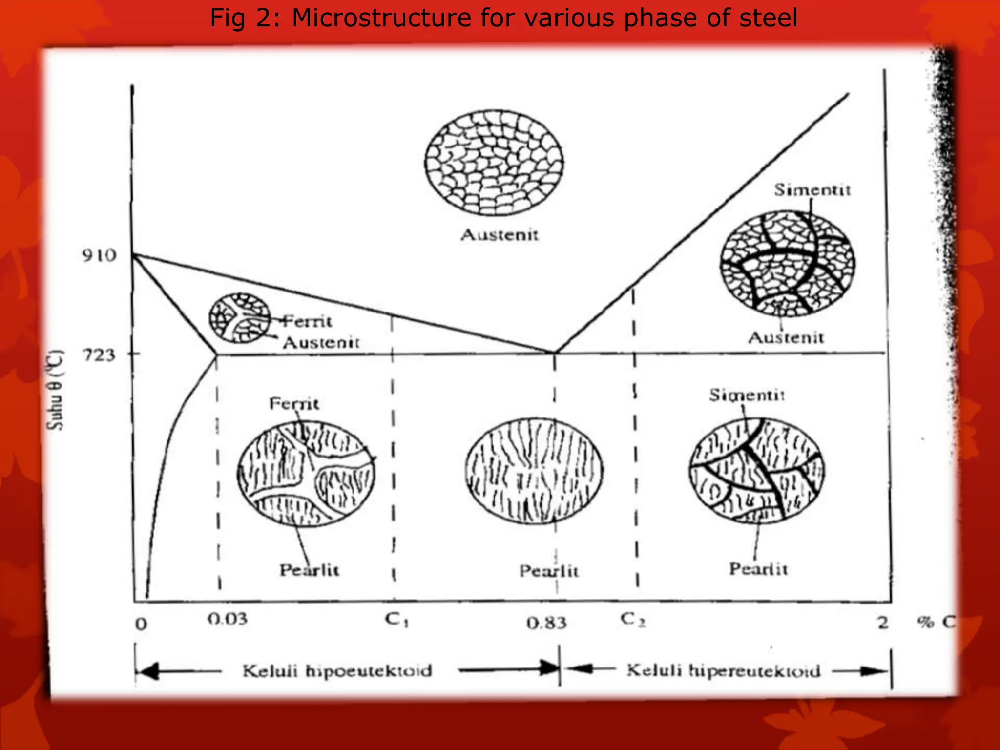 Fig 2: Microstructure for various phase of steel
 