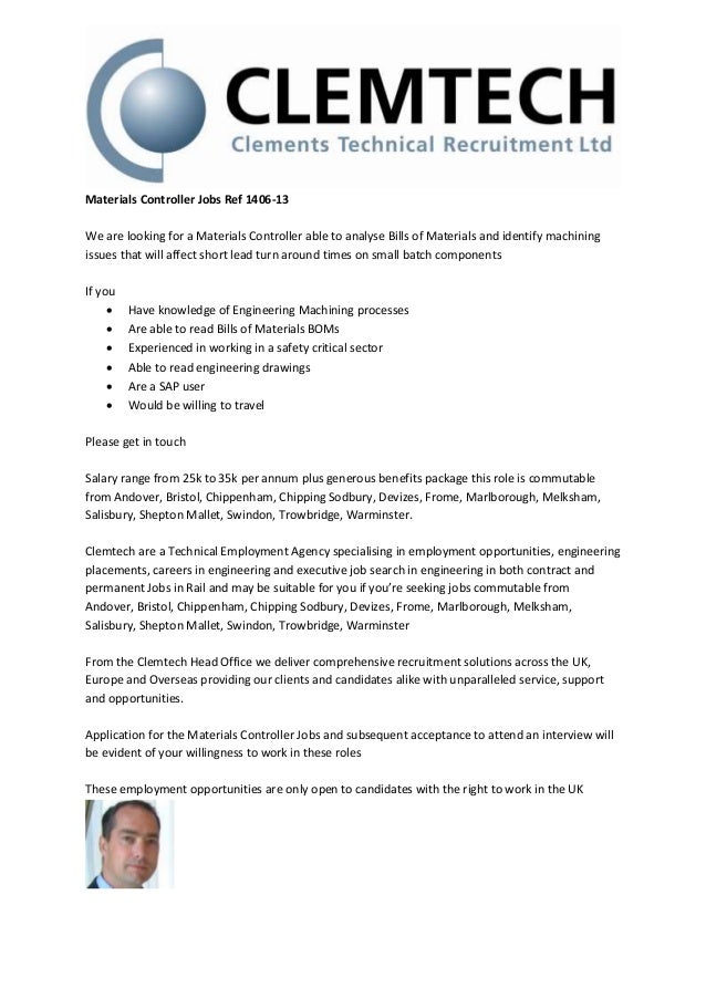 Materials Controller Jobs Ref 140613