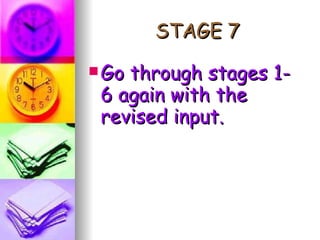 STAGE 7 Go through stages 1- 6 again with the revised input. 
