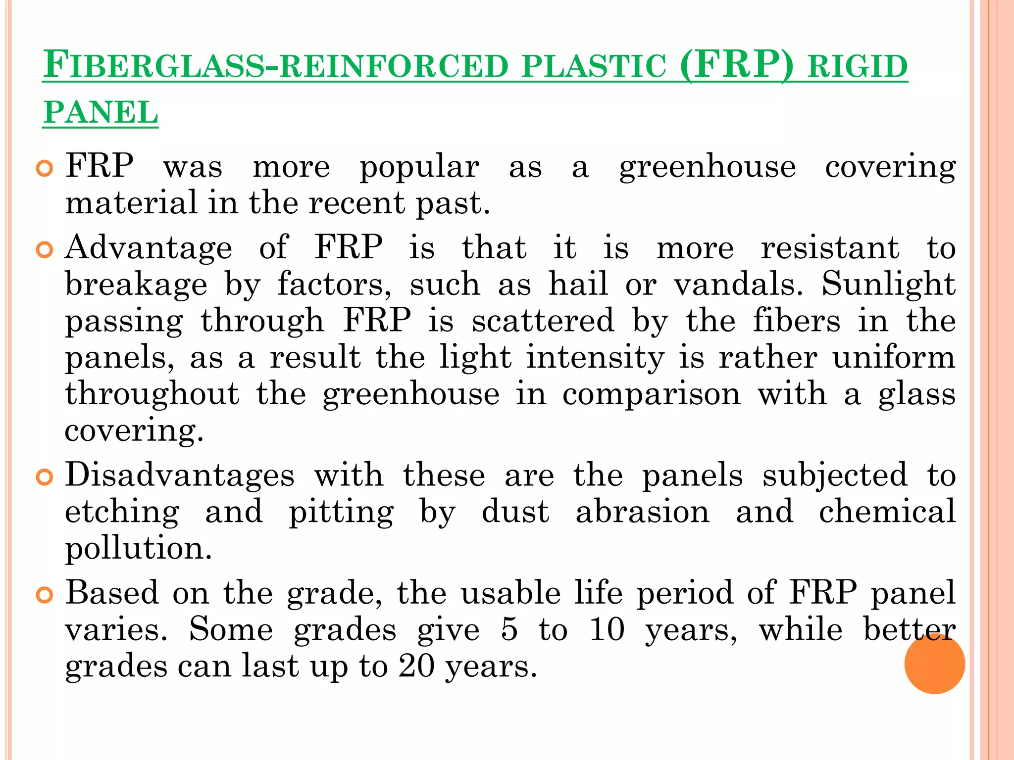 Materials for construction of green houses | PDF
