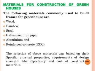Materials for construction of green houses | PPT