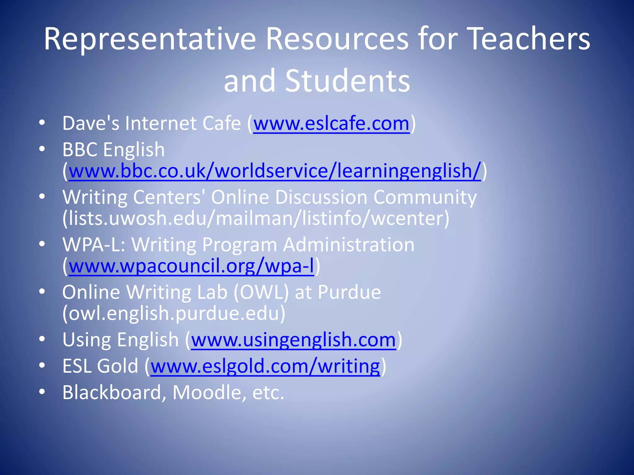 Materials for developing writing skills PPT
