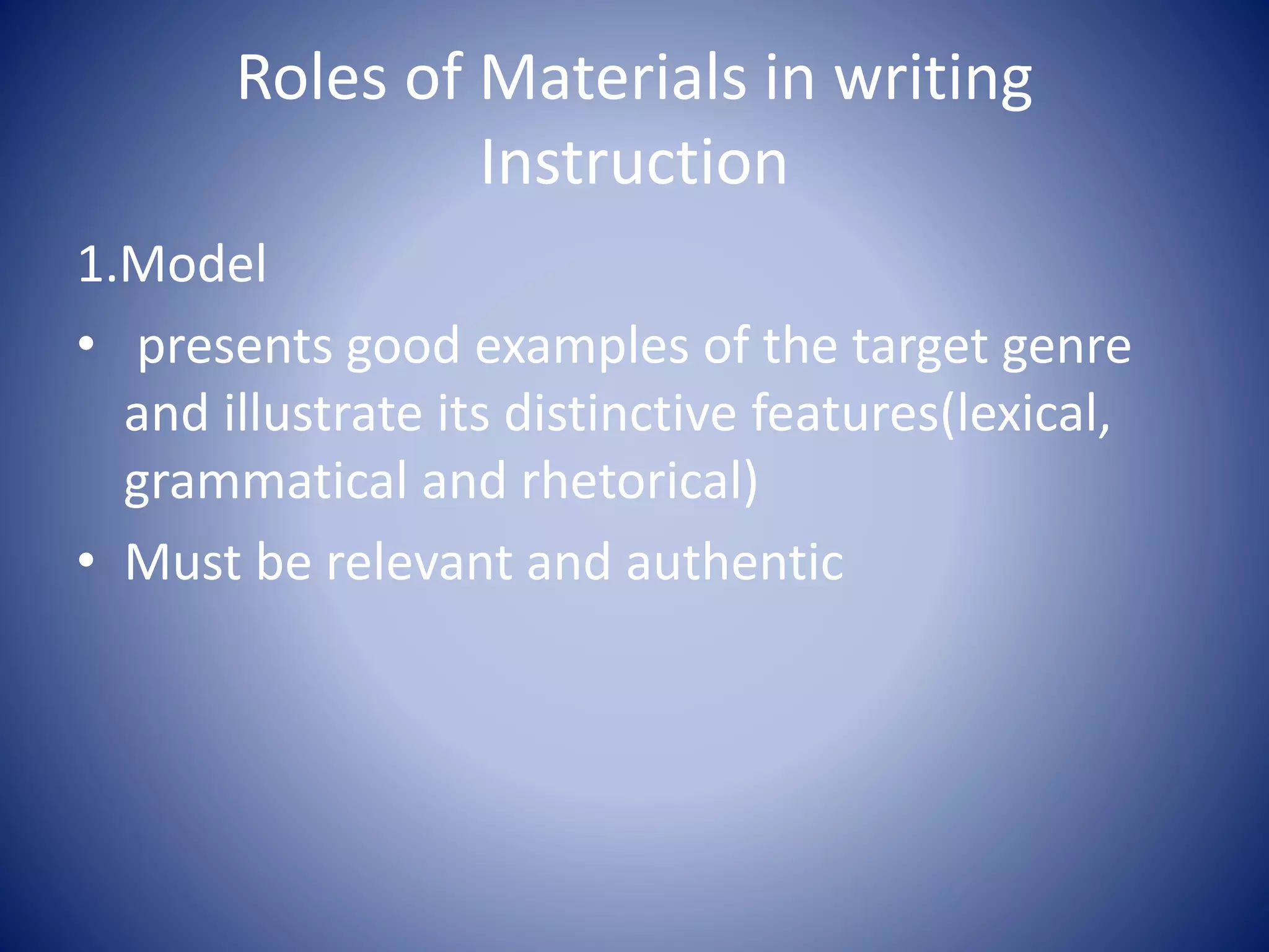 Materials for developing writing skills PPT