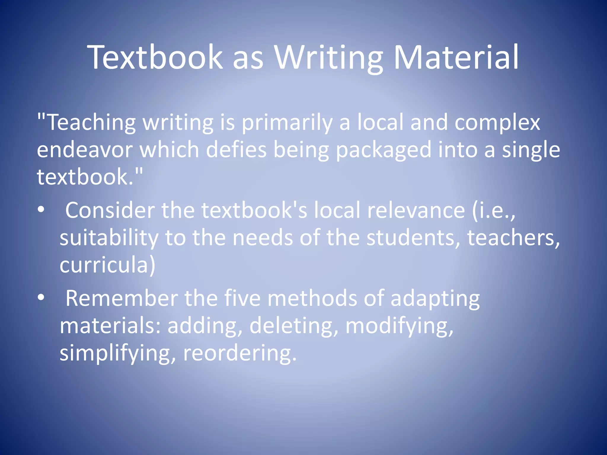 Materials for developing writing skills PPT