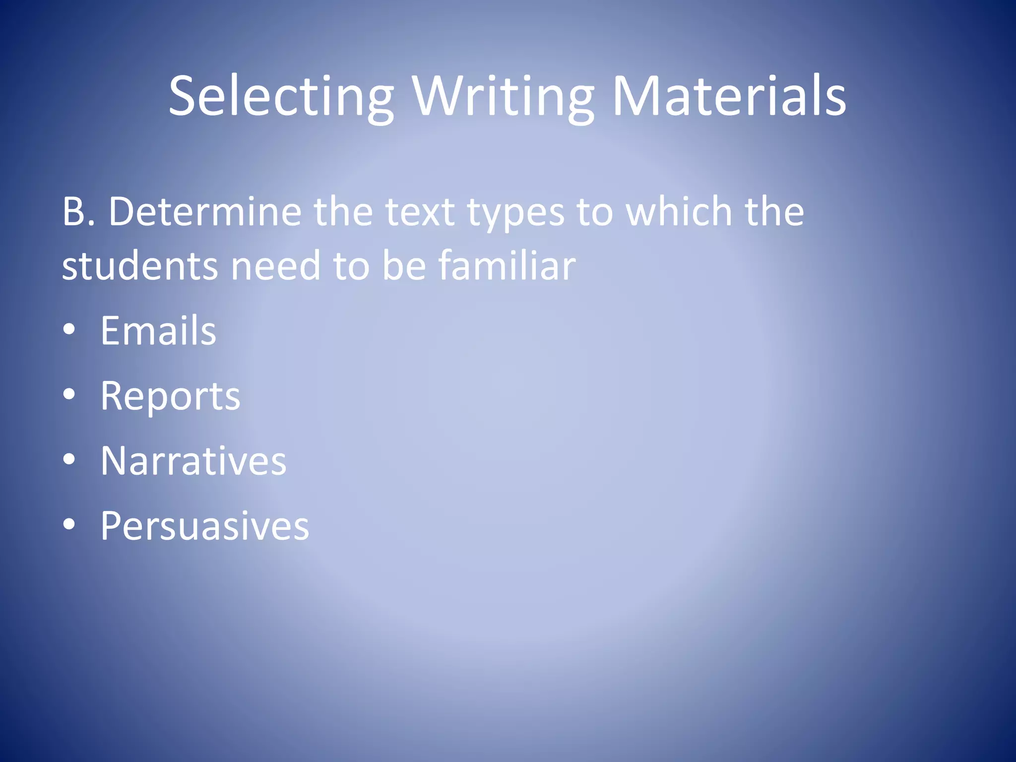 Materials for developing writing skills