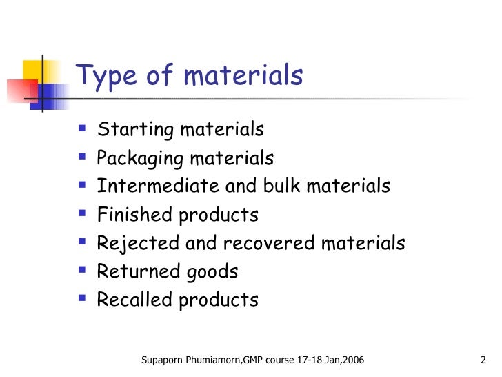 Materials gmp