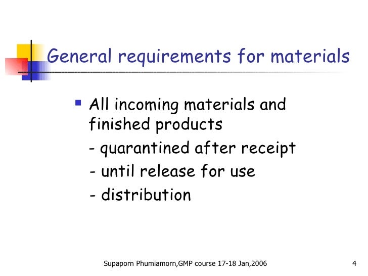 Materials gmp