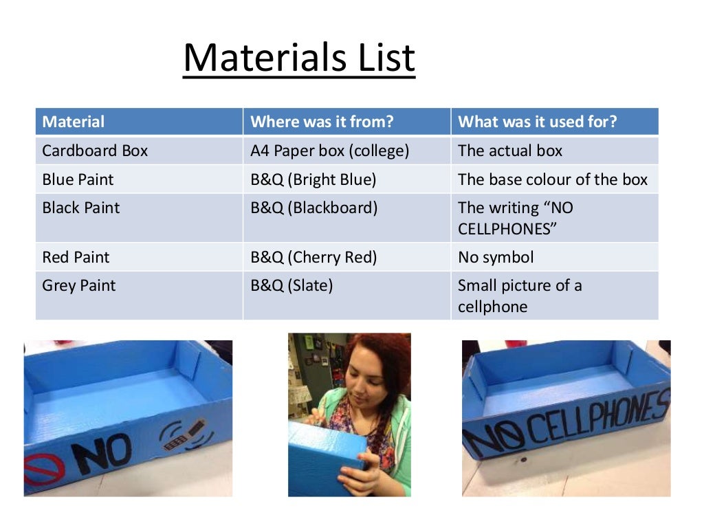 Materials list