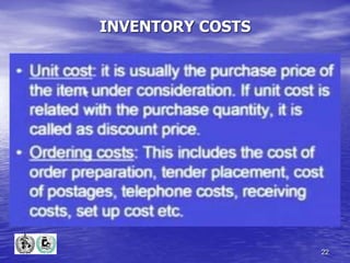 22
INVENTORY COSTS
 