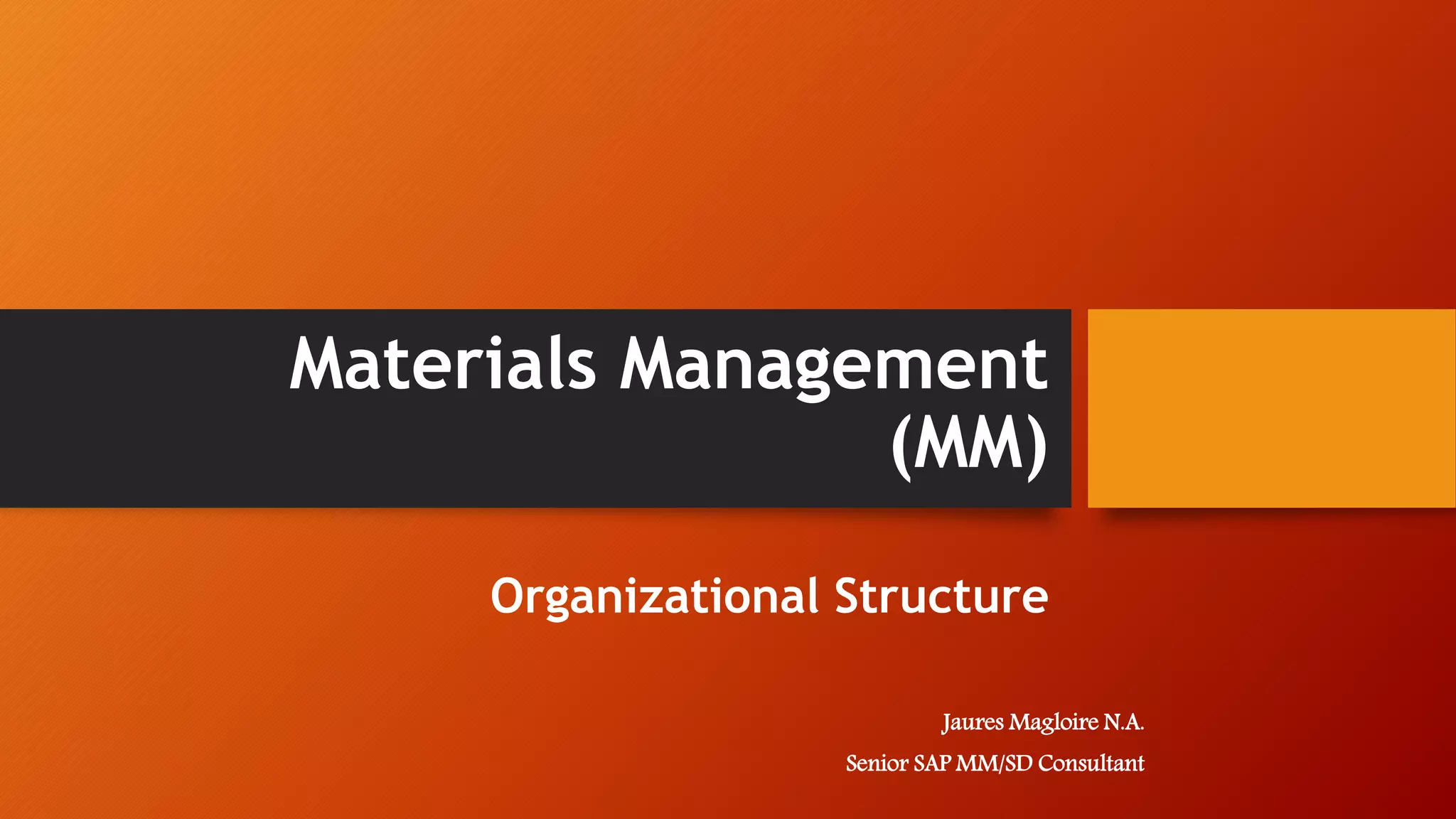 Materials management org structure PPT