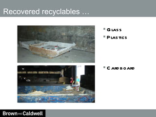 Recovered recyclables … Glass Plastics Cardboard 