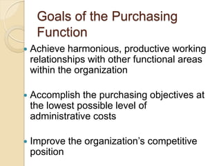 The Purchasing Function Materials management sessions 1 and 2 | PDF
