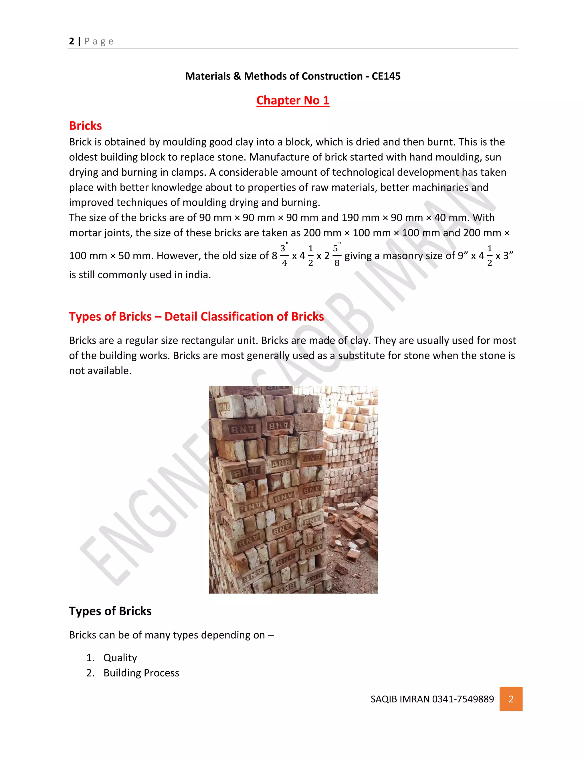 Materials & Methods of Construction - CE145 | PDF