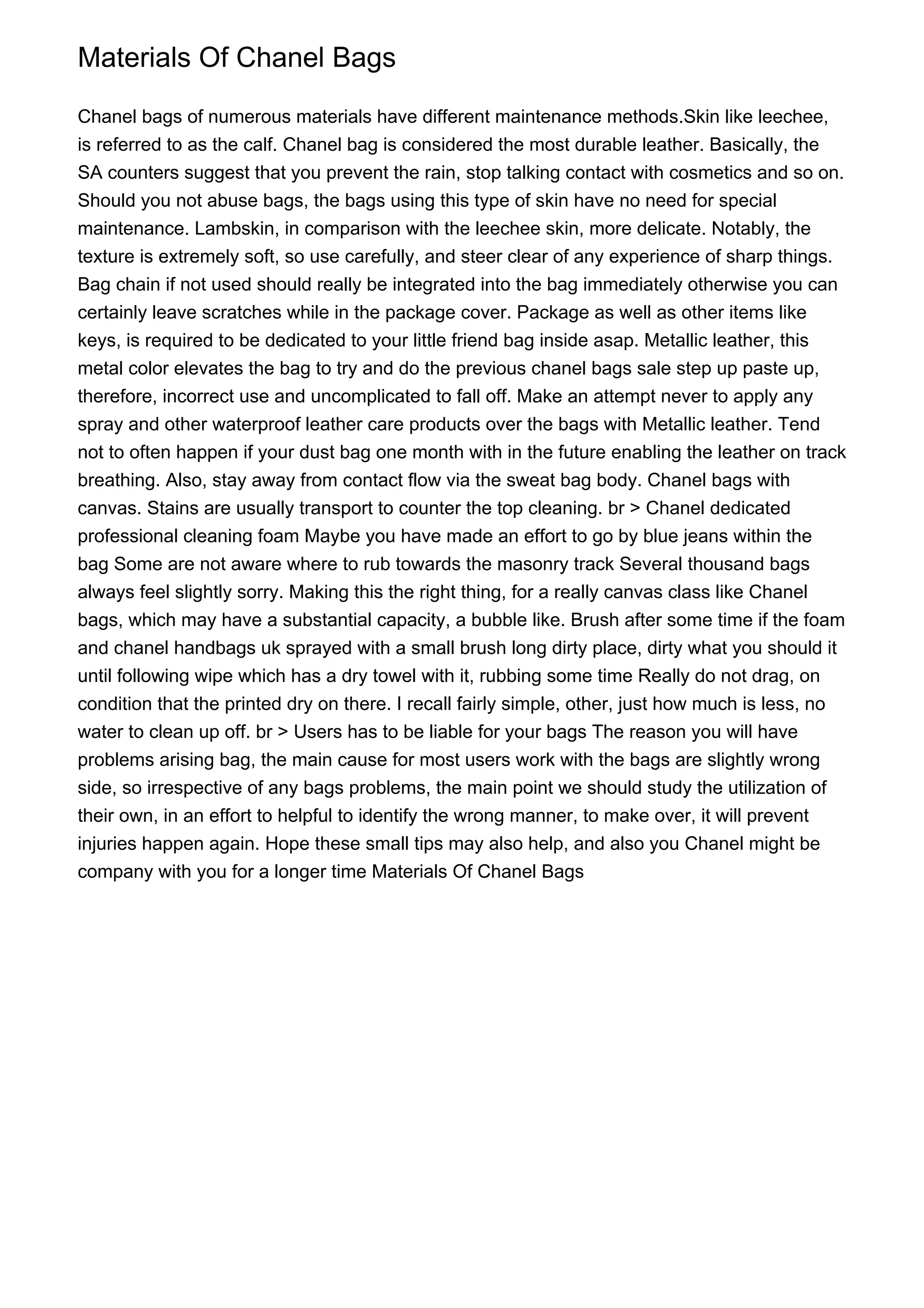 Materials Of Chanel Bags PDF