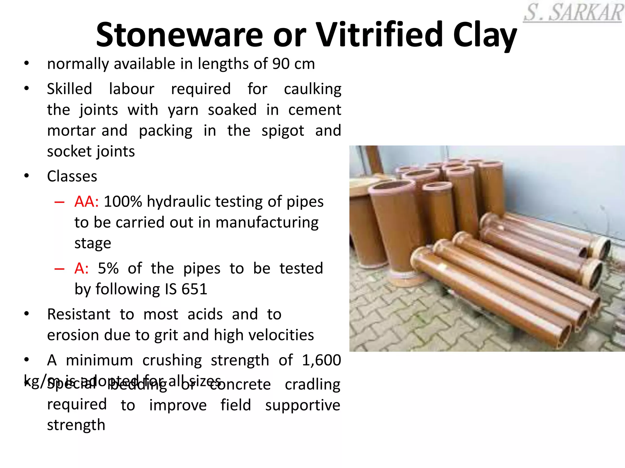 Pipeclayed Materials of sewer | PPT