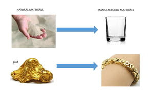 NATURAL MATERIALS MANUFACTURED MATERIALS
gold
 