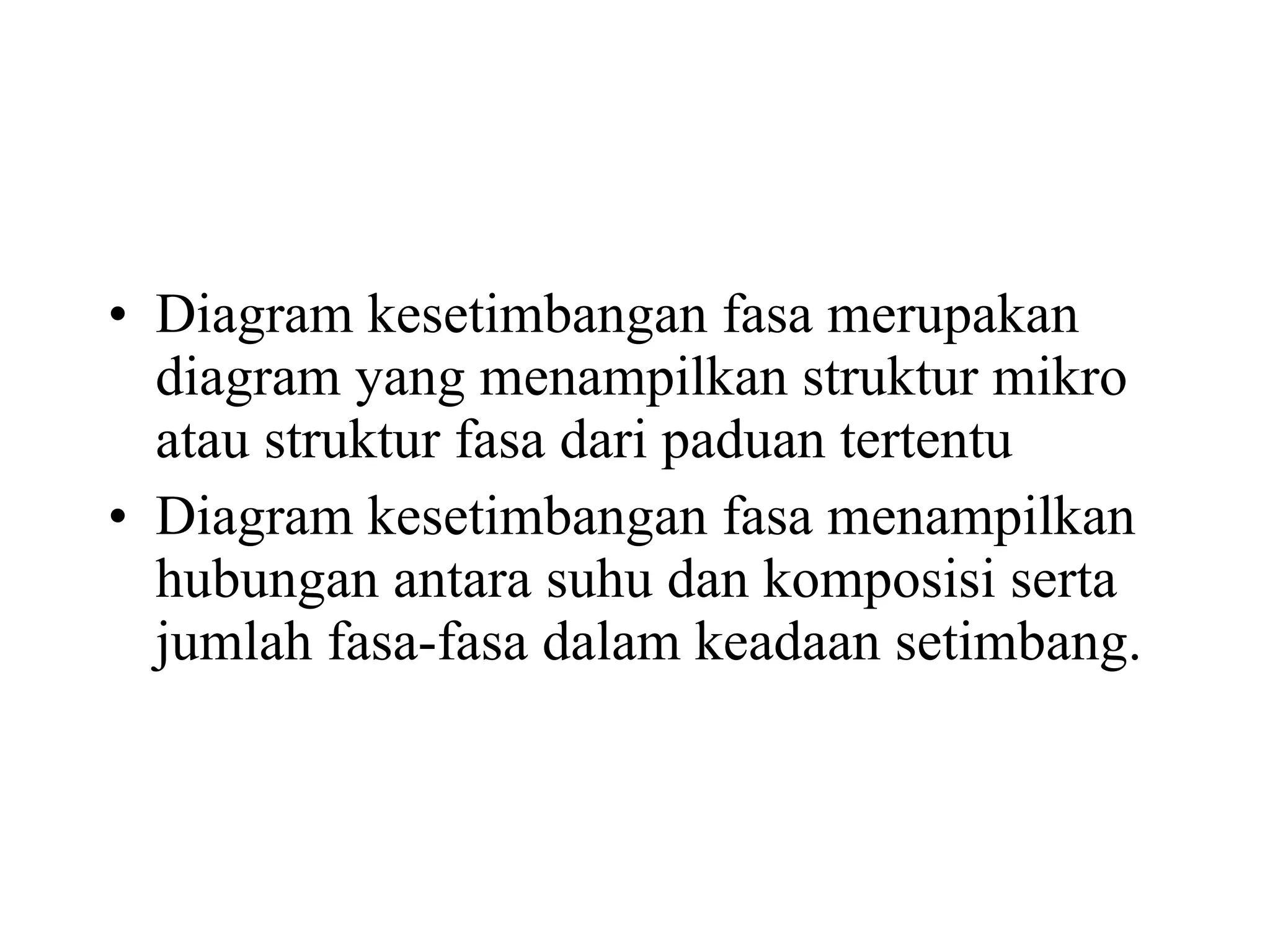 Diagram kesetimbangan fasa merupakan diagram yang menampilkan struktur mikro atau struktur fasa dari paduan tertentu Diagram kesetimbangan fasa menampilkan hubungan antara suhu dan komposisi serta jumlah fasa-fasa dalam keadaan setimbang.  