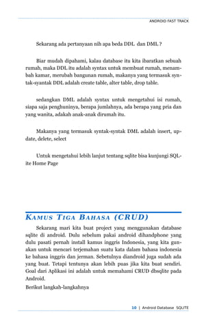 Rumah Sql Android Fast Track - Database SQLite (Kamus Tiga Bahasa) | PDF