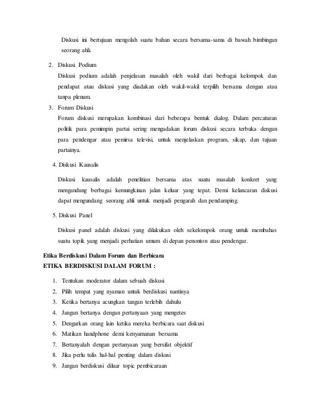 Materi Berbicara Diskusi Dan Ceramah