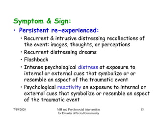 Distressing Event Mental Health and Psychosocial Interventions for Disaster-Affected ...