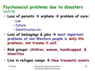 Under Resourced Mental Health and Psychosocial Interventions for Disaster-Affected ...